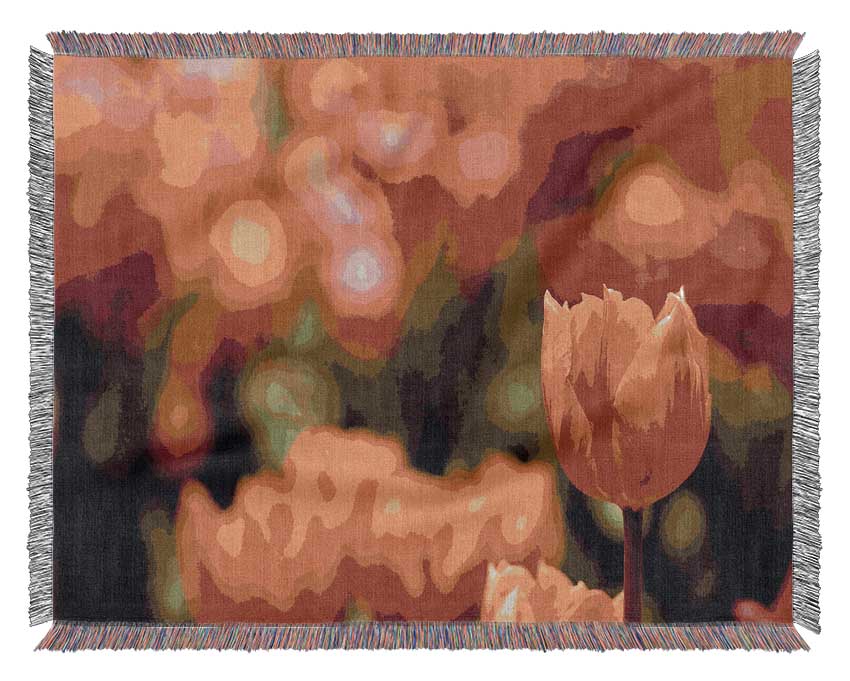 Orange Tulips In Bloom Woven Blanket