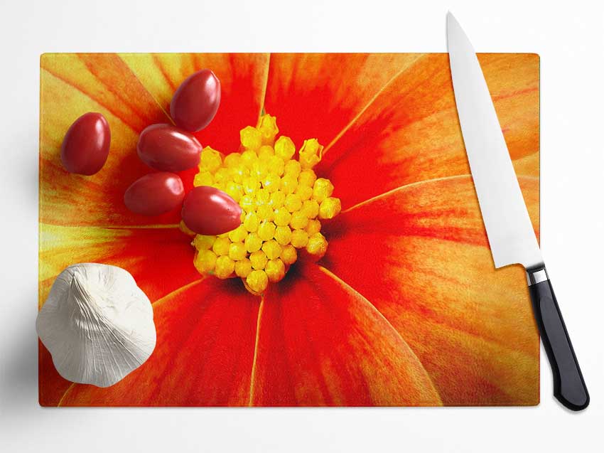 Orange Petal Delight Glass Chopping Board