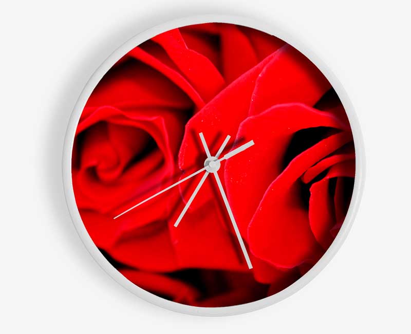 Red Rose Close-Up Twins Clock - Wallart-Direct UK