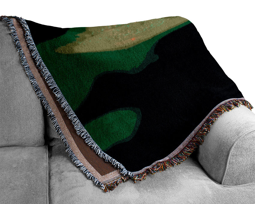 Green Leave Water Droplet Woven Blanket