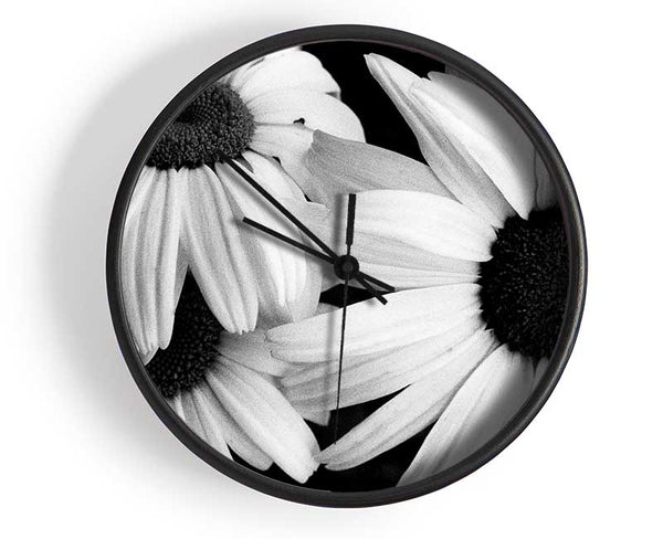 Daisy Petal Beauty B n W Clock - Wallart-Direct UK