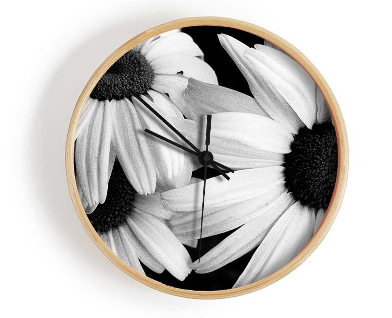 Daisy Petal Beauty B n W Clock - Wallart-Direct UK