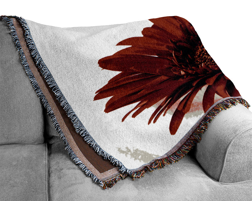 Red Gerbera Heads Woven Blanket