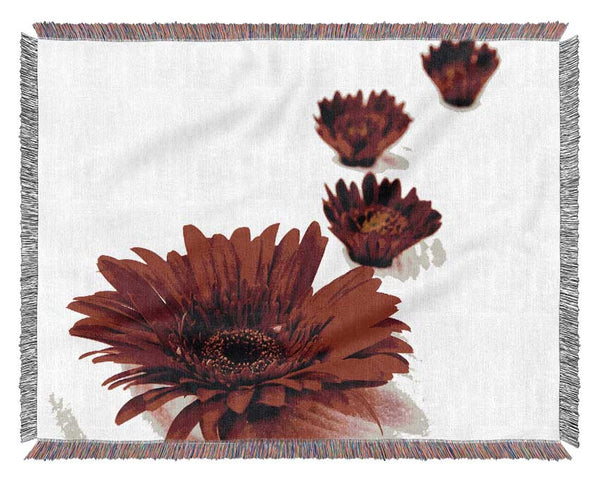 Red Gerbera Heads Woven Blanket