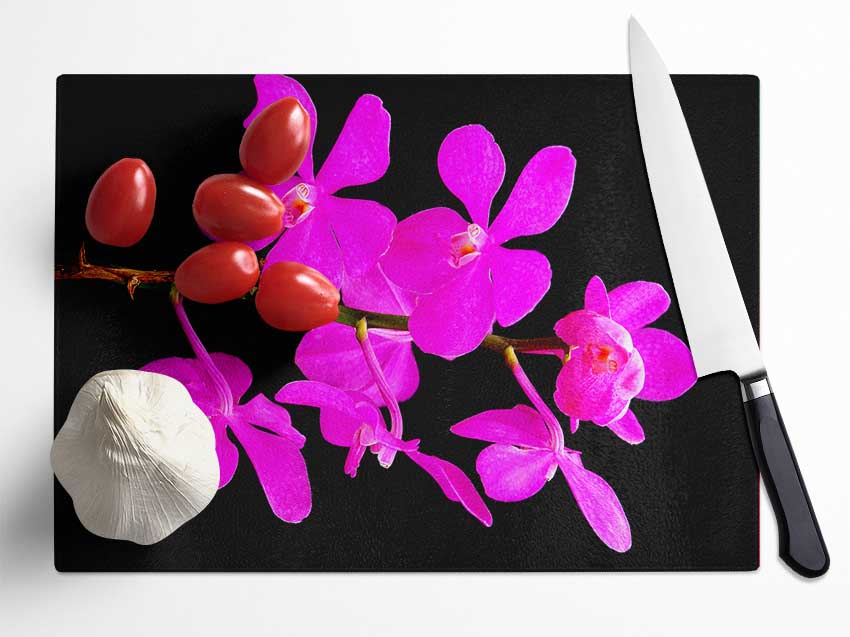 Vibrant Pink Beauties Glass Chopping Board