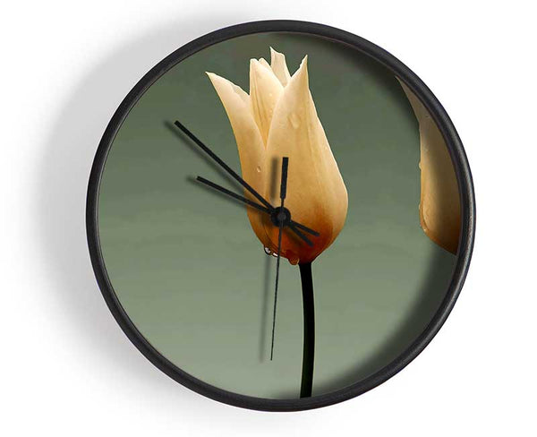 Cream Fire Tulips Clock - Wallart-Direct UK