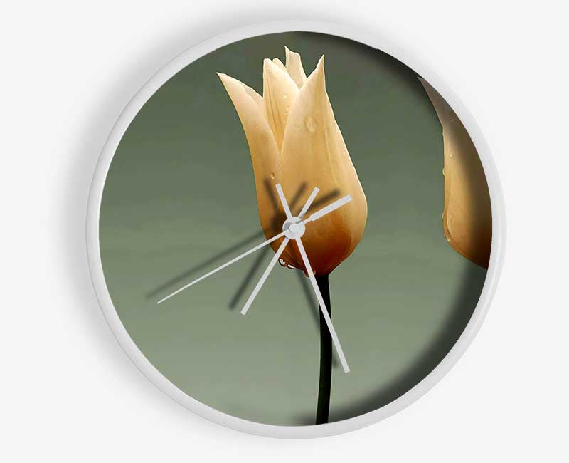 Cream Fire Tulips Clock - Wallart-Direct UK