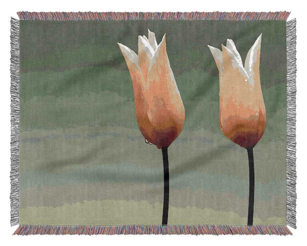 Cream Fire Tulips Woven Blanket