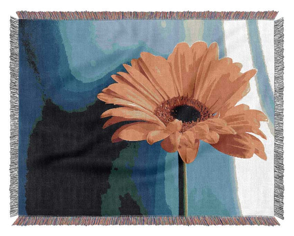 Single Orange Gerbera Woven Blanket