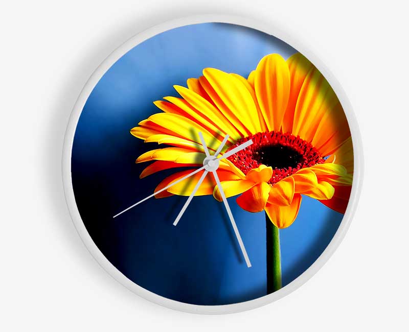 Single Orange Gerbera Clock - Wallart-Direct UK