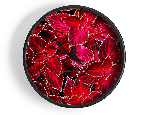 Deep Red Autumn Leaves Clock - Wallart-Direct UK