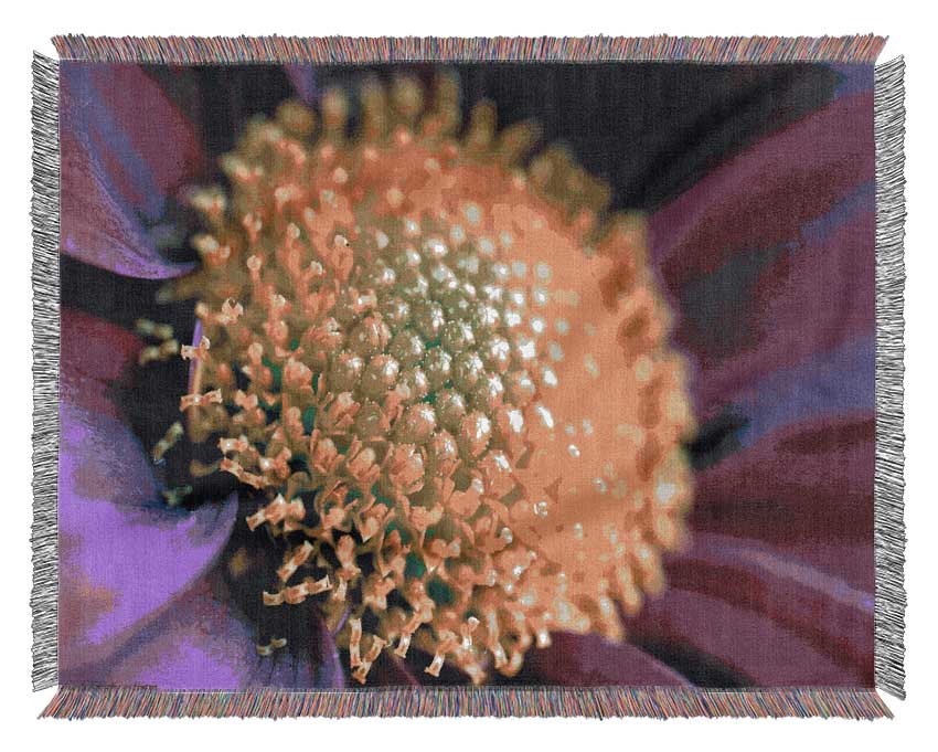 Purple Centre Of A Daisy Woven Blanket