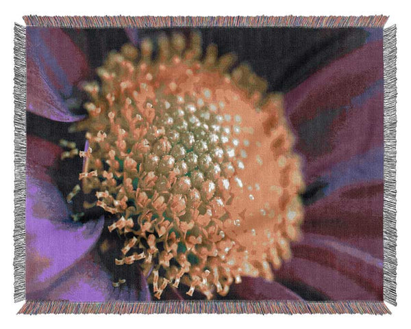 Purple Centre Of A Daisy Woven Blanket