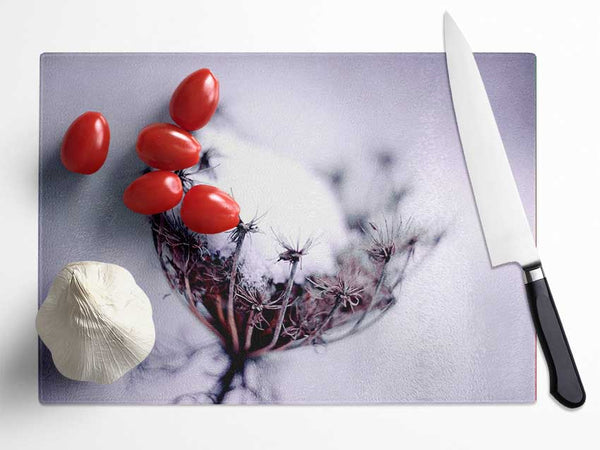 Single Winter Flower Glass Chopping Board