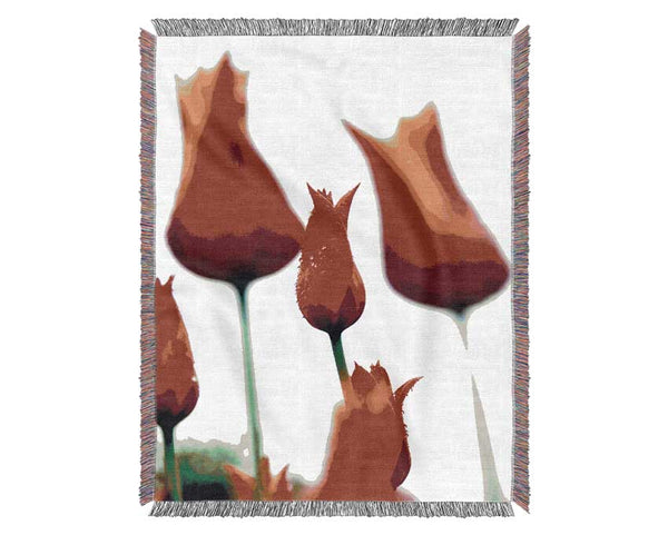 Red Fire Tulip Field Woven Blanket