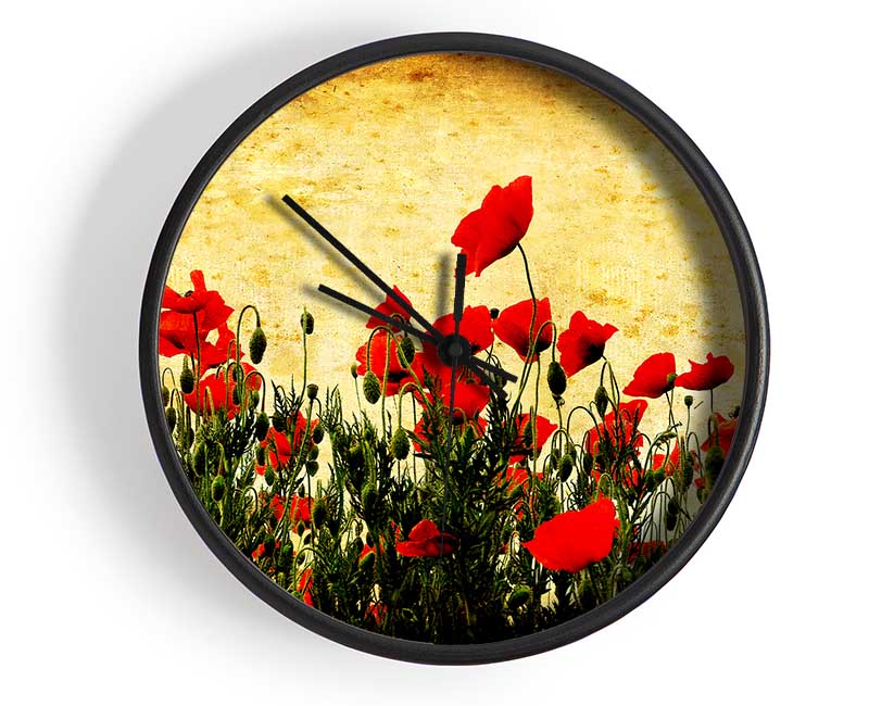 Poppy Field Golden Skys Clock - Wallart-Direct UK