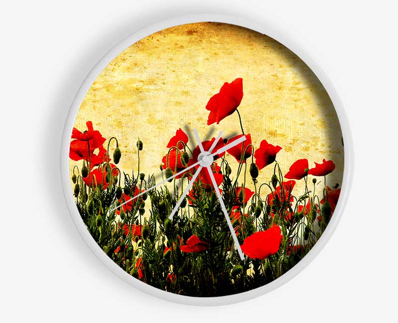 Poppy Field Golden Skys Clock - Wallart-Direct UK