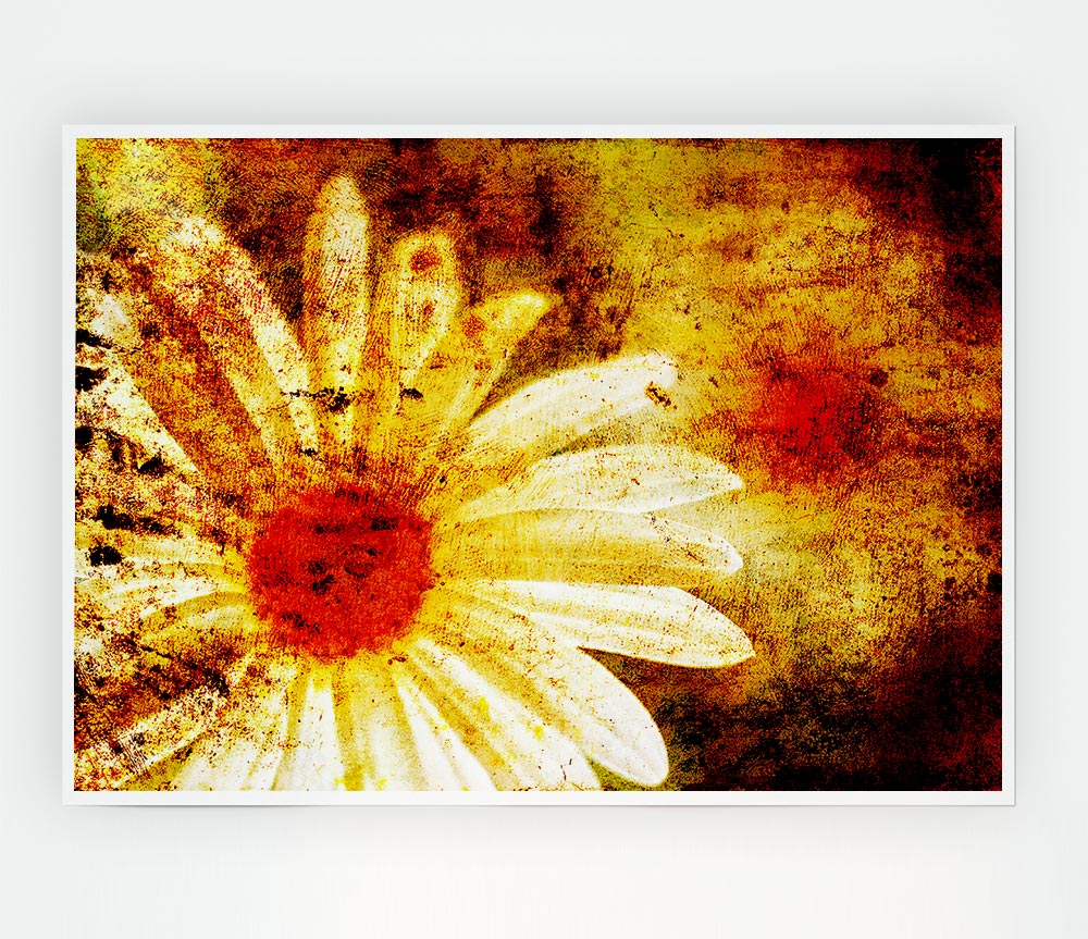 Yellow Daisy Splash Print Poster Wall Art