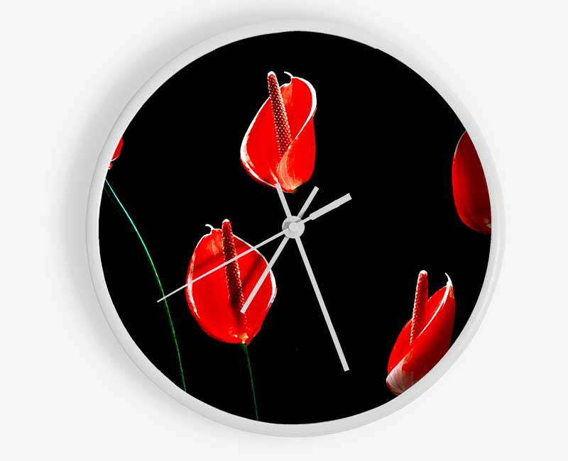 Beatiful Red Night Flowers Clock - Wallart-Direct UK