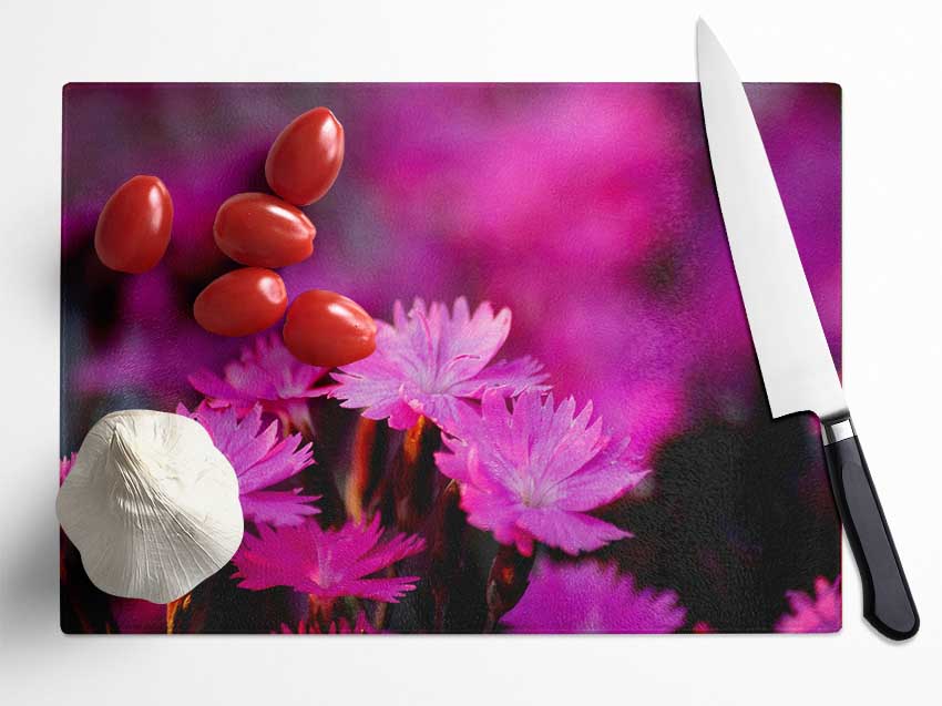 Pink Petal Beauty Glass Chopping Board