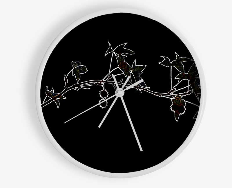 Abstarct Neon Floral 33 Clock - Wallart-Direct UK