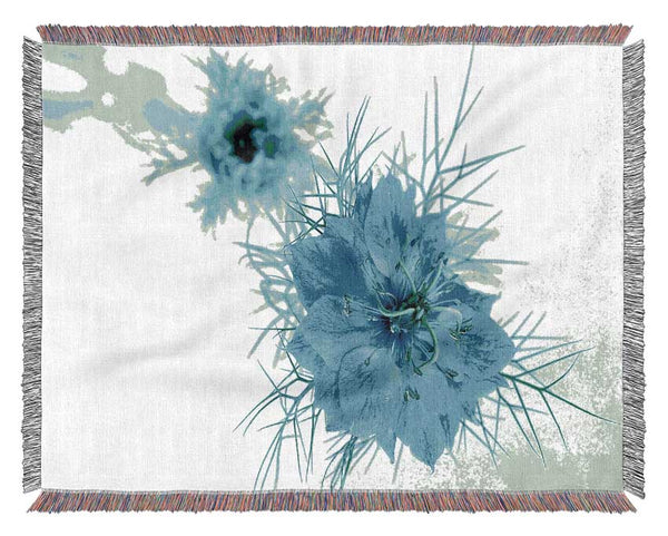 Blue On Blue Flower Woven Blanket