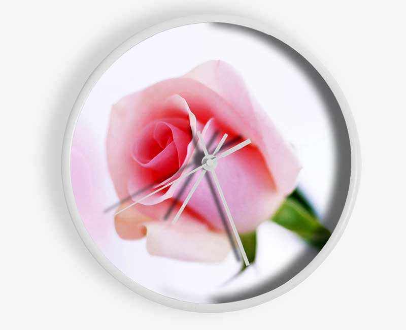 Single Pink Rose Bud Clock - Wallart-Direct UK