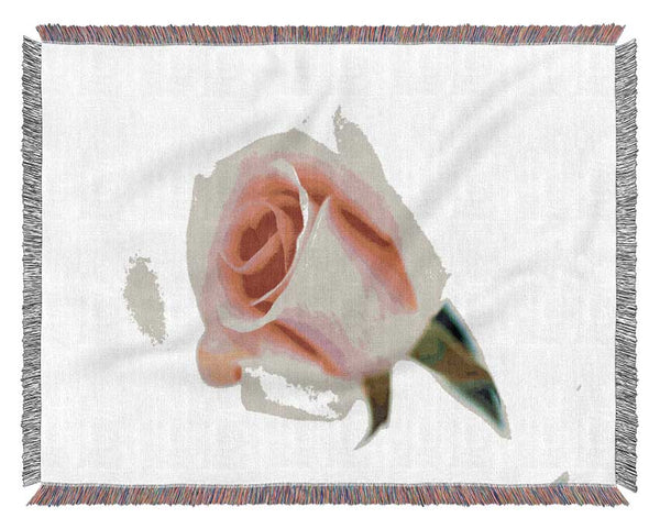 Single Pink Rose Bud Woven Blanket