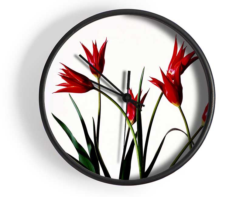 Red Fire Tulip Bouquet Clock - Wallart-Direct UK