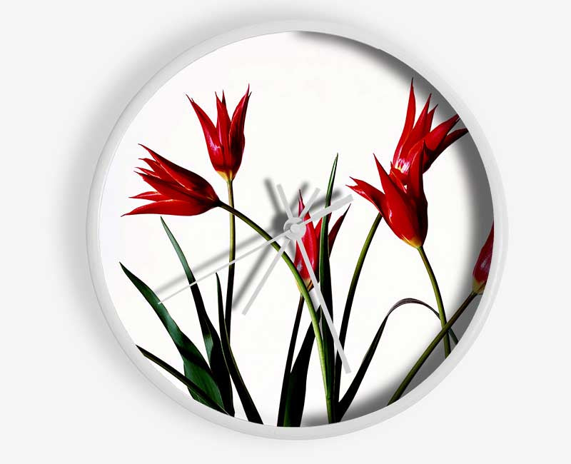 Red Fire Tulip Bouquet Clock - Wallart-Direct UK