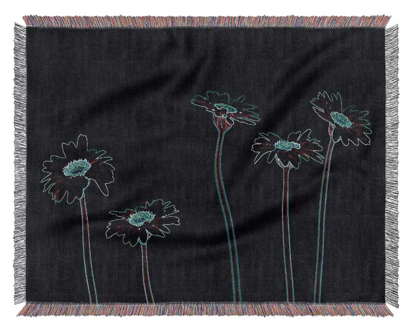 Abstarct Neon Floral 29 Woven Blanket