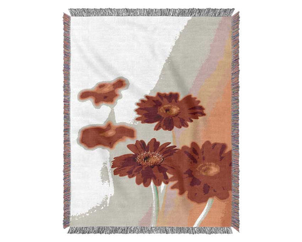 Red Gerberas On Pink Woven Blanket