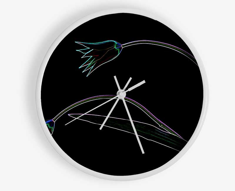 Abstarct Neon Floral 27 Clock - Wallart-Direct UK