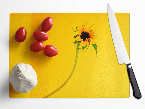 Mustard Sunflower Glass Chopping Board