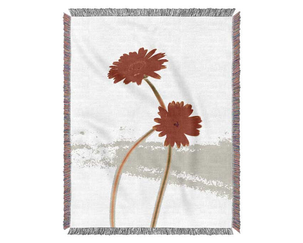 Twin Red Daisies Woven Blanket