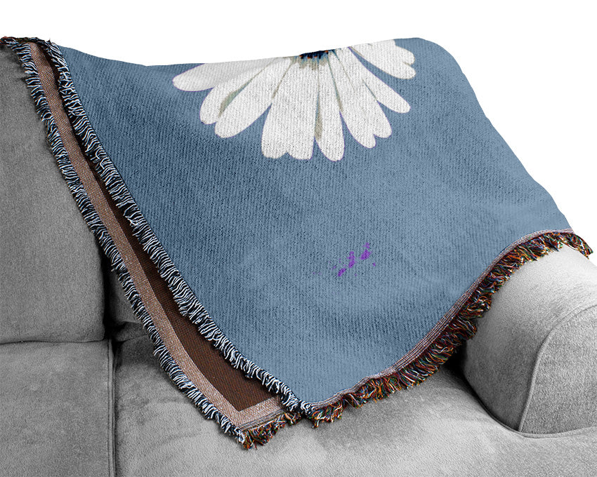 White Daisy Duo On Lilac Woven Blanket