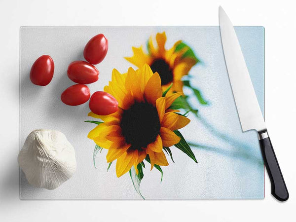 Yellow Sunflower Duo Glass Chopping Board