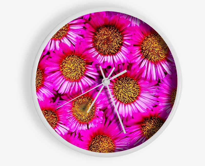 Sea Of Pink Flowers Clock - Wallart-Direct UK