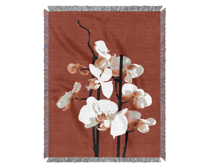 White Orchard Beauty On Red Woven Blanket