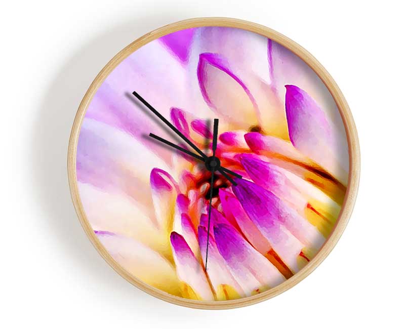 Stunning Pink Yellow Water Lily Clock - Wallart-Direct UK