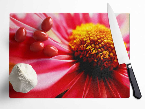 Pink Pom Pom Centre Glass Chopping Board