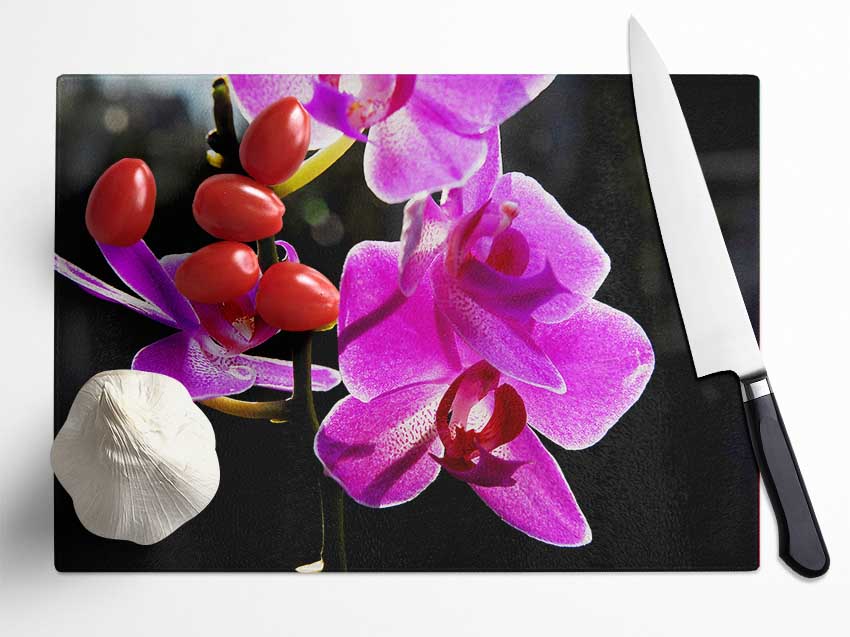 Orchid In Sunlight Glass Chopping Board