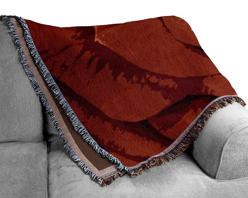 Red Rose Velvet Petals Woven Blanket