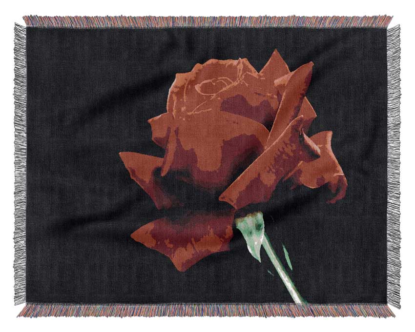 Red Rose Black Velvet Woven Blanket