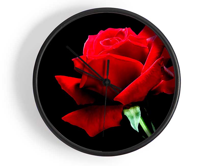 Red Rose Black Velvet Clock - Wallart-Direct UK