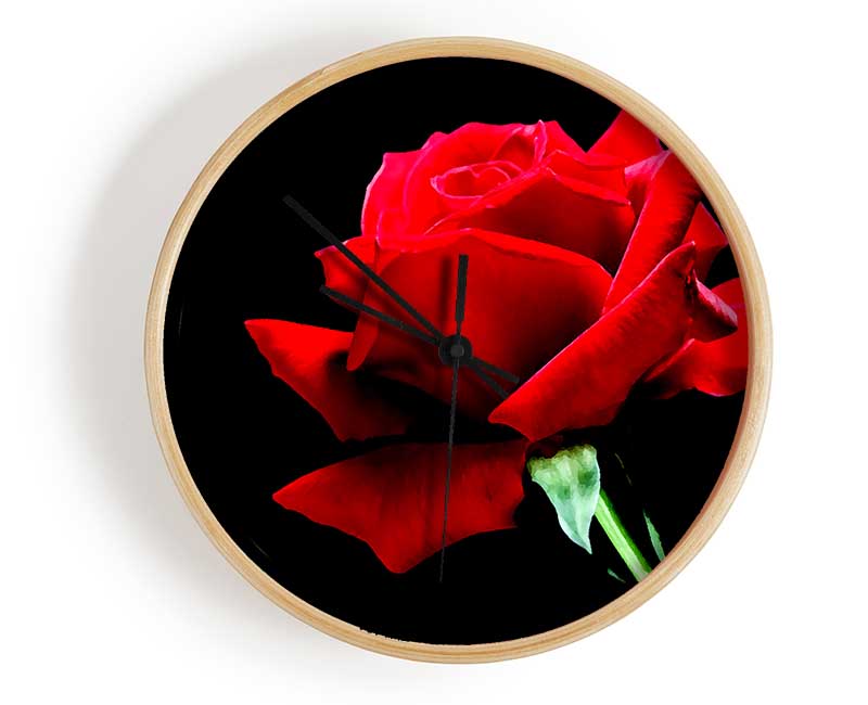 Red Rose Black Velvet Clock - Wallart-Direct UK