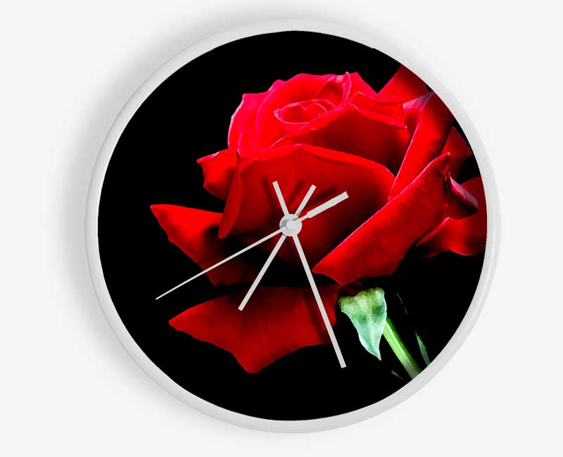 Red Rose Black Velvet Clock - Wallart-Direct UK