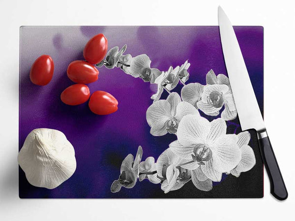 Snap Dragon Purple B n W Glass Chopping Board