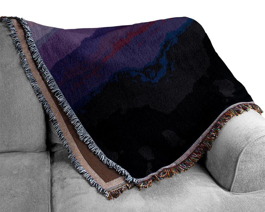 Snap Dragon Purple B n W Woven Blanket