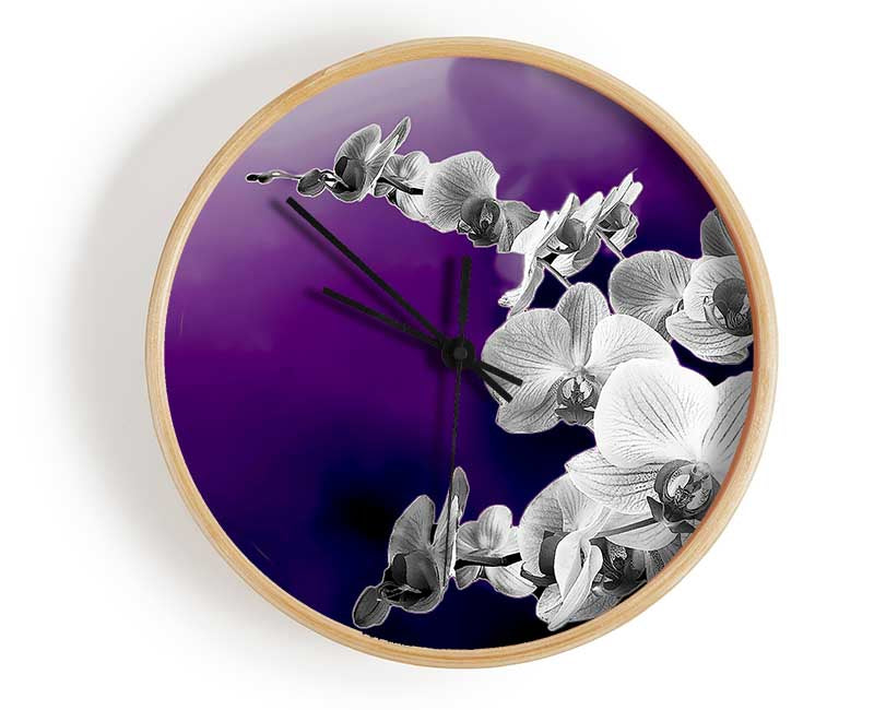 Snap Dragon Purple B n W Clock - Wallart-Direct UK